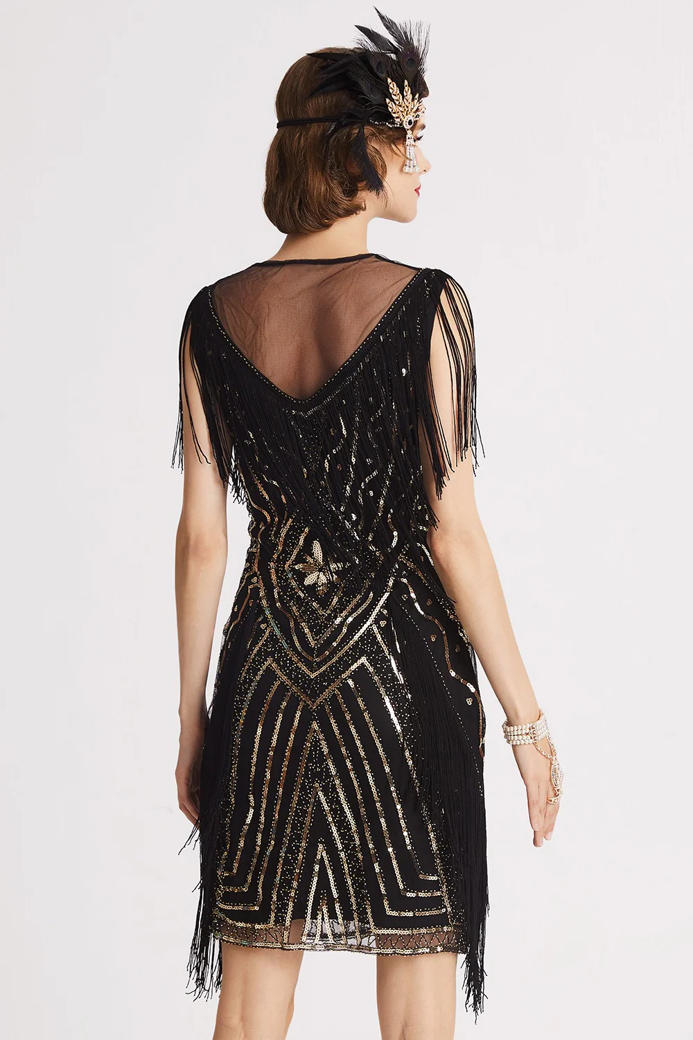 Vintage Sequin Fringe Performance Party Dress - Image 5