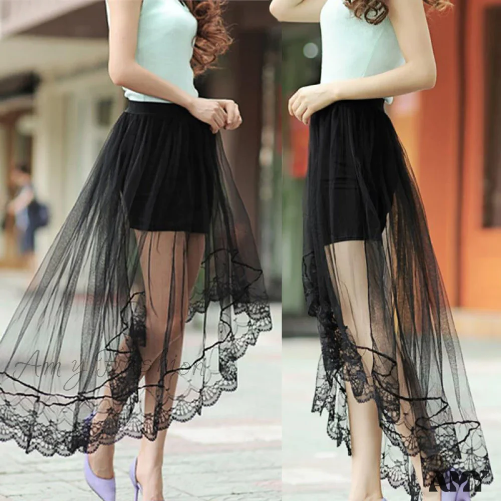 Amy Fashion - Vintage Stretch High Waist Lace Skirt - Image 2