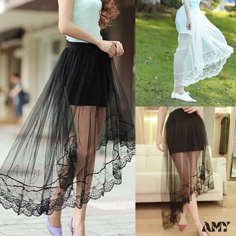 Amy Fashion - Vintage Stretch High Waist Lace Skirt - Image 3