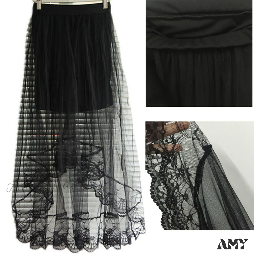 Amy Fashion - Vintage Stretch High Waist Lace Skirt - Image 6