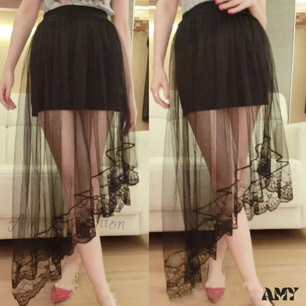 Amy Fashion - Vintage Stretch High Waist Lace Skirt - Image 7