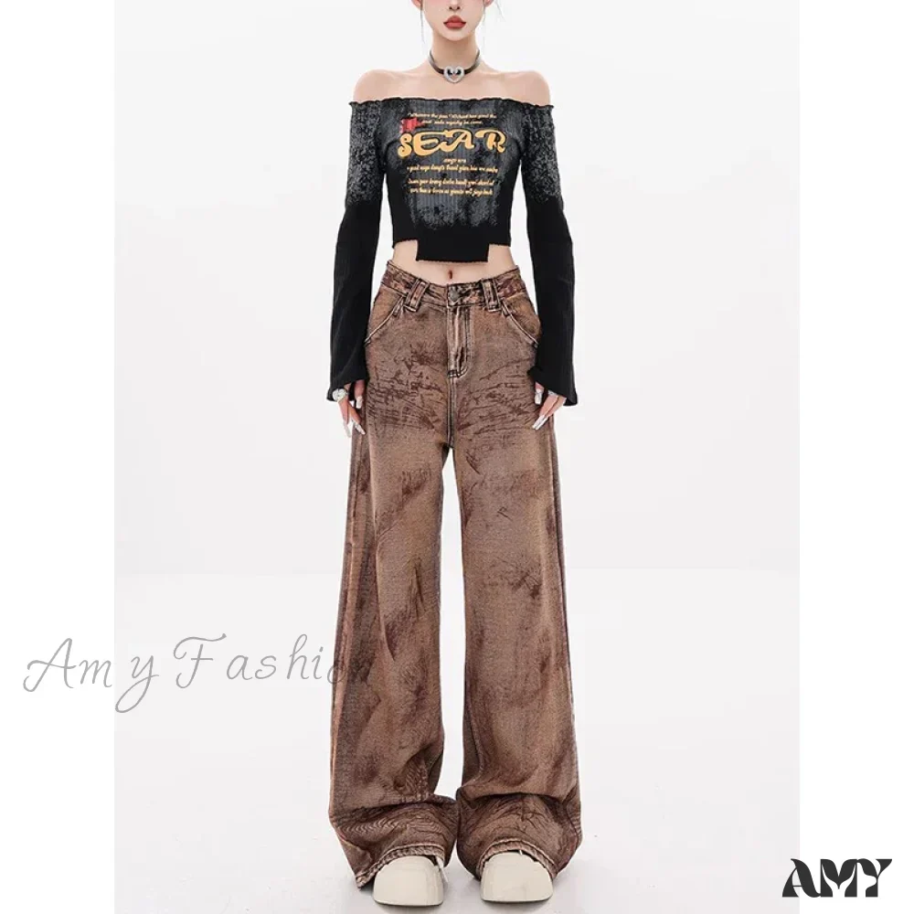 Vintage Washed Baggy Y2K Streetwear High Waist Korean 2024 Jeans - Image 2