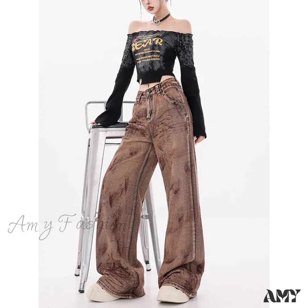 Vintage Washed Baggy Y2K Streetwear High Waist Korean 2024 Jeans - Image 4
