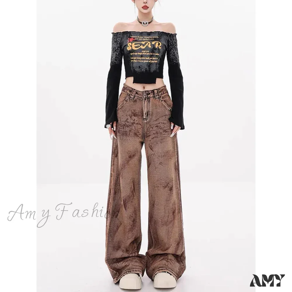 Vintage Washed Baggy Y2K Streetwear High Waist Korean 2024 Jeans - Image 5