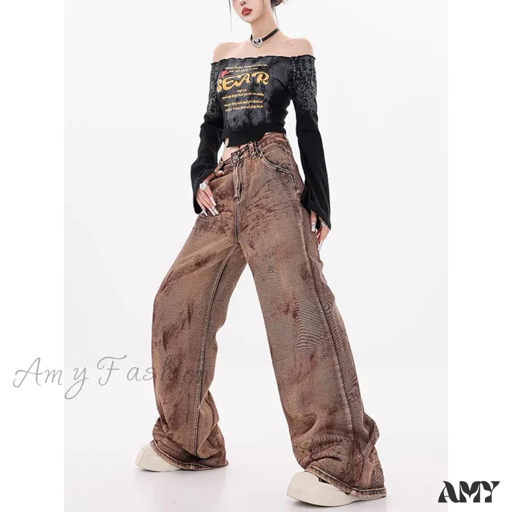 Vintage Washed Baggy Y2K Streetwear High Waist Korean 2024 Jeans - Image 6