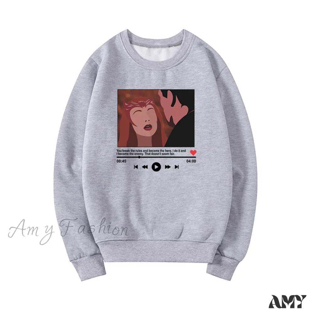 Amy Fashion - Cute Graphic Print Multi-color Hoody Pullover - Image 3
