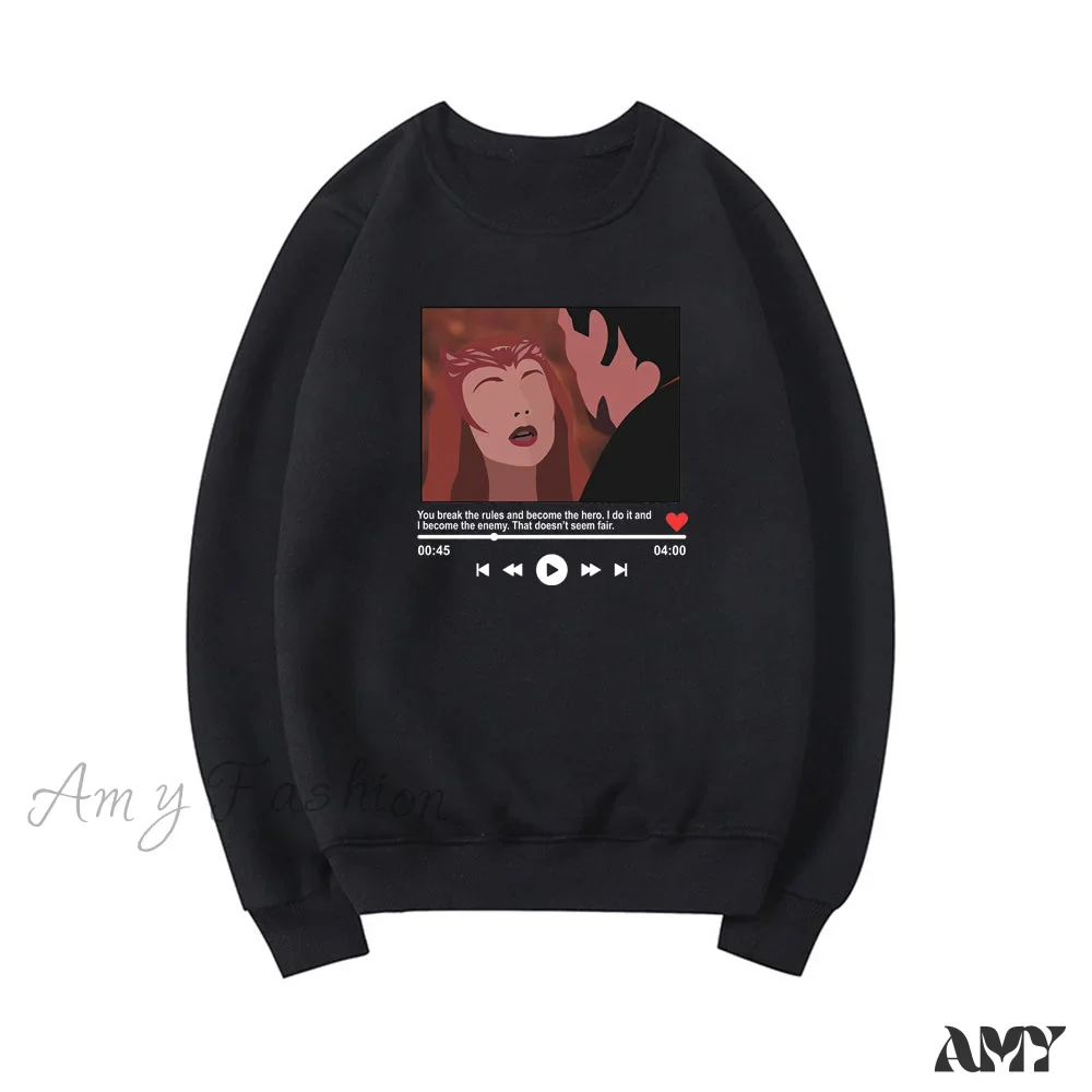 Amy Fashion - Cute Graphic Print Multi-color Hoody Pullover - Image 4