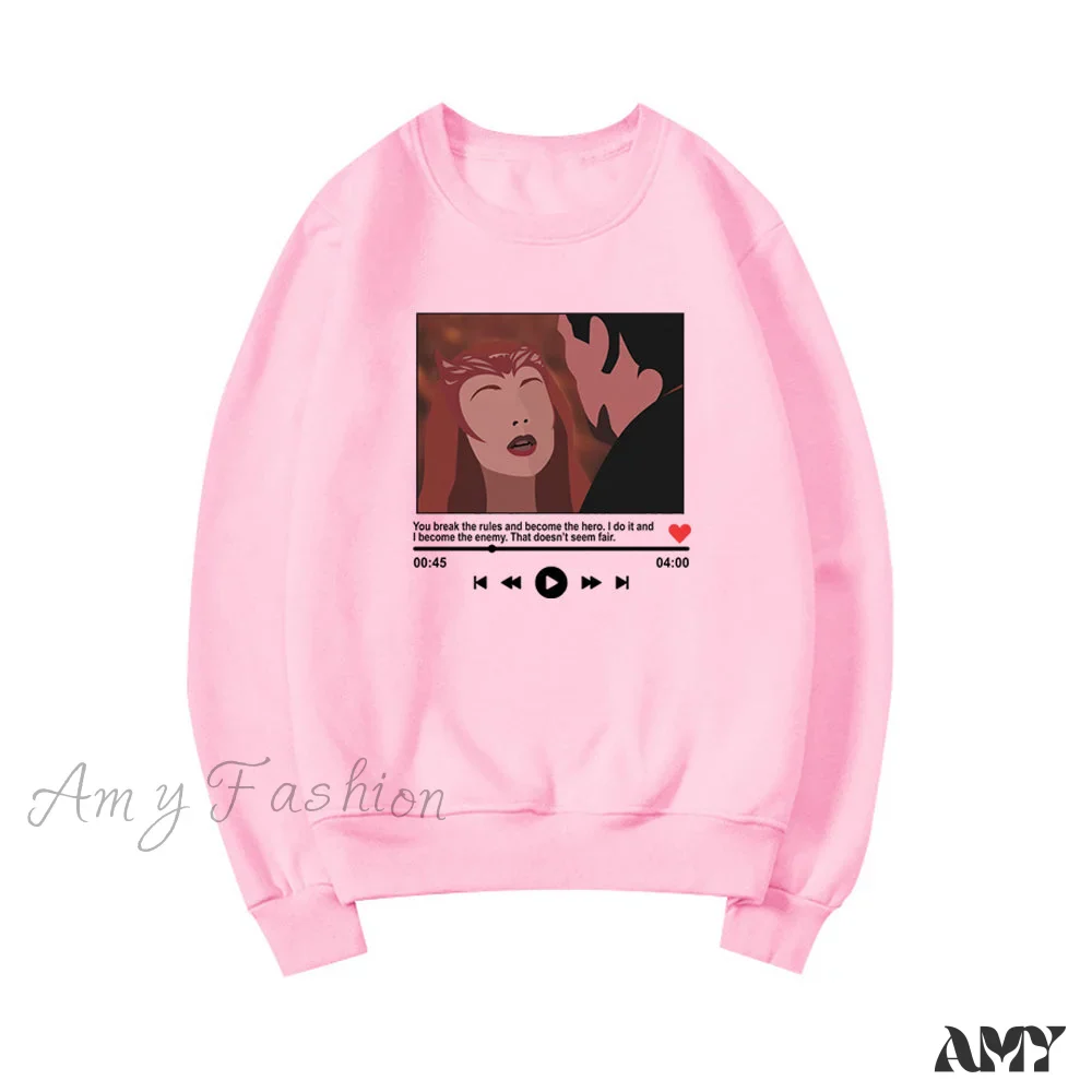 Amy Fashion - Cute Graphic Print Multi-color Hoody Pullover - Image 5