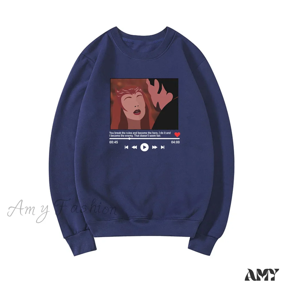 Amy Fashion - Cute Graphic Print Multi-color Hoody Pullover - Image 6