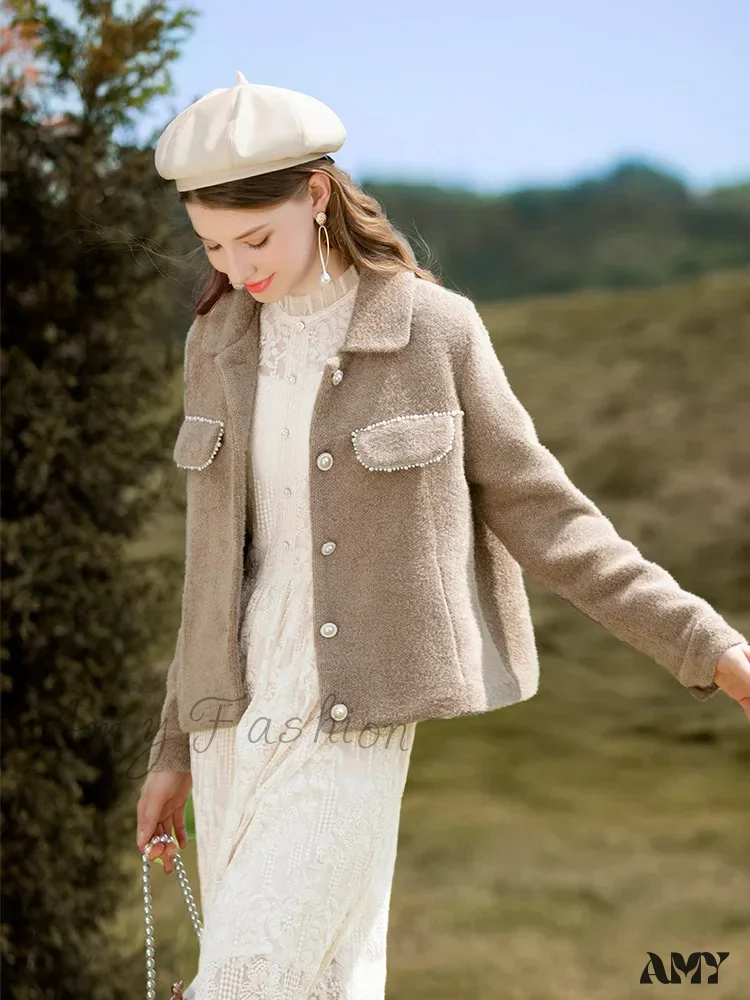Warm Thick Solid Turn-down Collar Single-breasted Loose Coat - Image 2