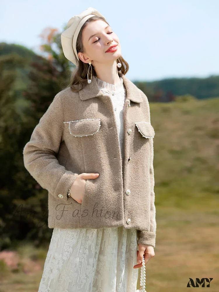 Warm Thick Solid Turn-down Collar Single-breasted Loose Coat - Image 3