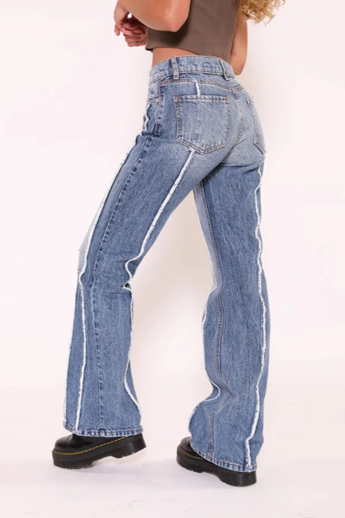 Washed Fringe Straight Leg Jeans - Image 2