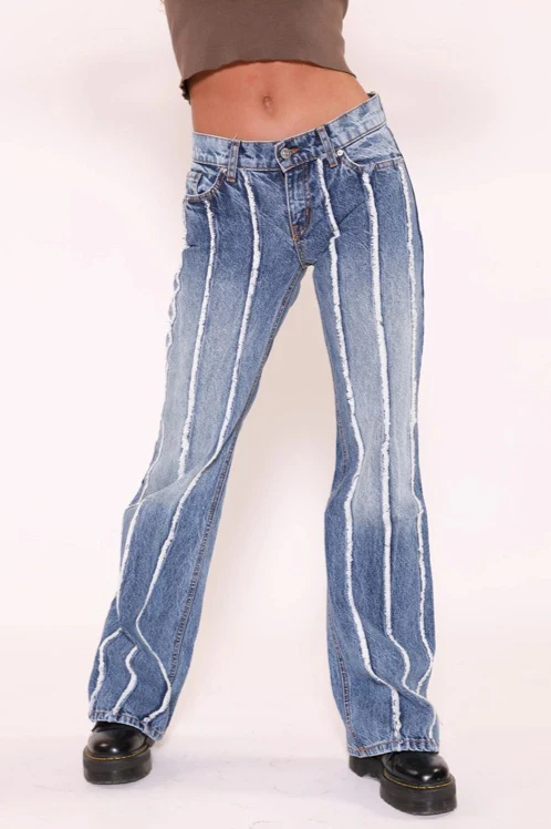 Washed Fringe Straight Leg Jeans - Image 4