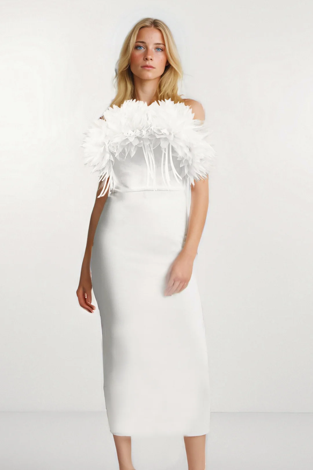 White Bandage Floral Slim Fit Elegant Party Dress - Image 3