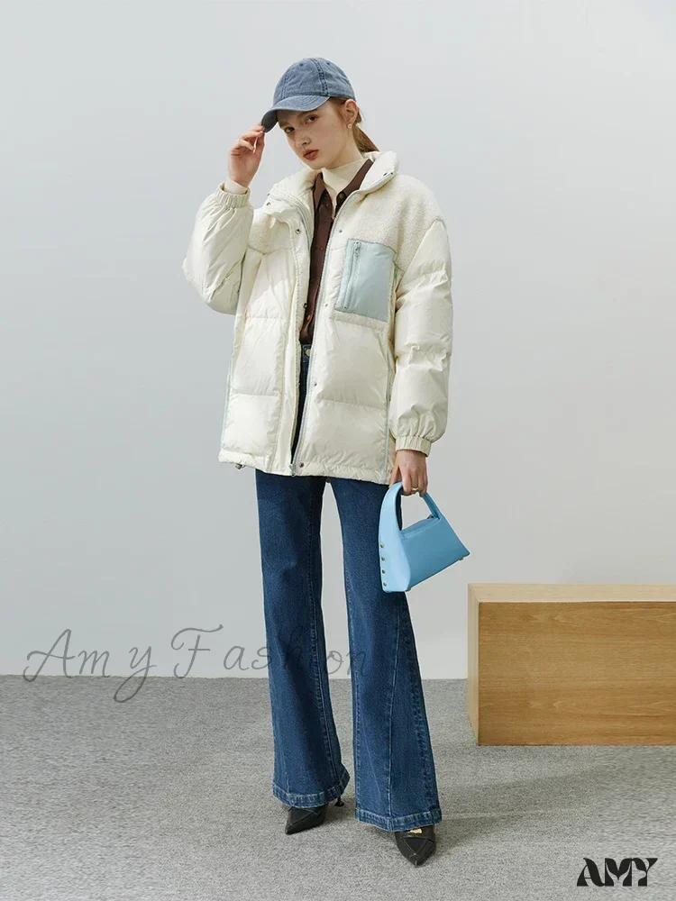 White Duck Down Two-sided Lamb Wool High Street All-match Coat - Image 3
