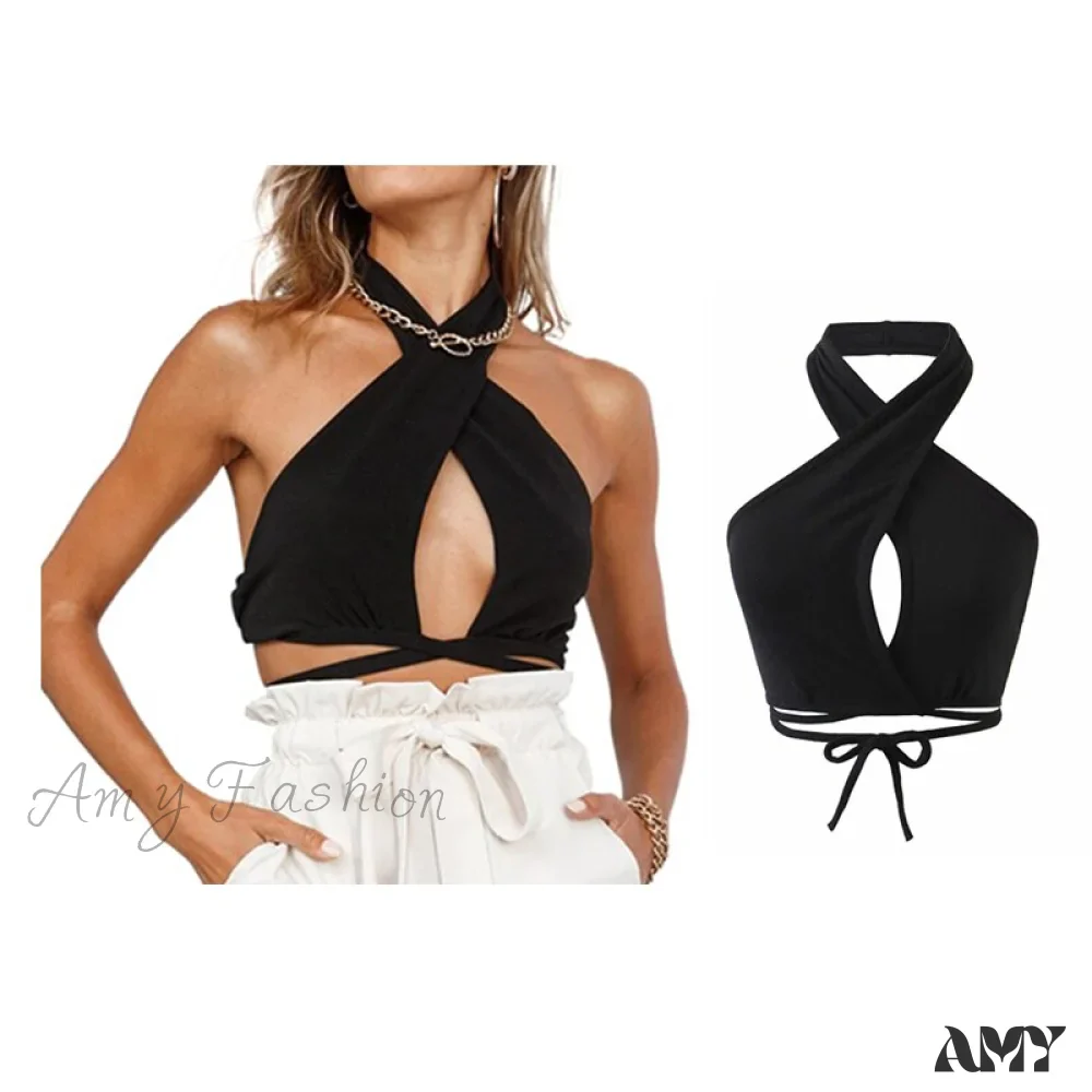 Amy Fashion - Backless Sleeveless Spaghetti Strap Halter Camis - Image 10