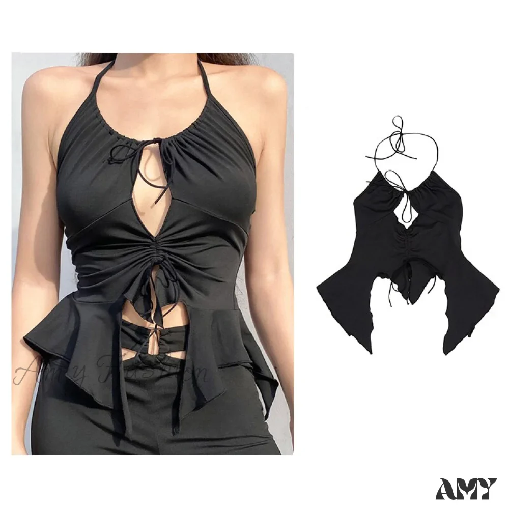 Amy Fashion - Backless Sleeveless Spaghetti Strap Halter Camis - Image 14