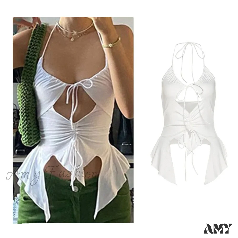 Amy Fashion - Backless Sleeveless Spaghetti Strap Halter Camis - Image 15