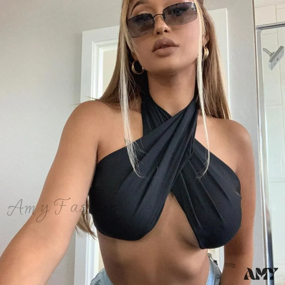 Amy Fashion - Backless Sleeveless Spaghetti Strap Halter Camis - Image 16