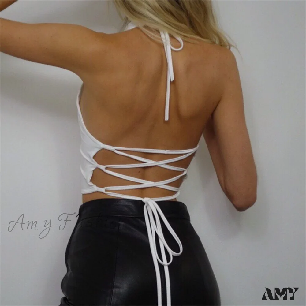Amy Fashion - Backless Sleeveless Spaghetti Strap Halter Camis - Image 5