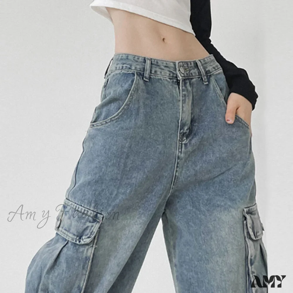Amy Fashion - Wide Leg High Waist Straight Trousers Overalls - Image 3