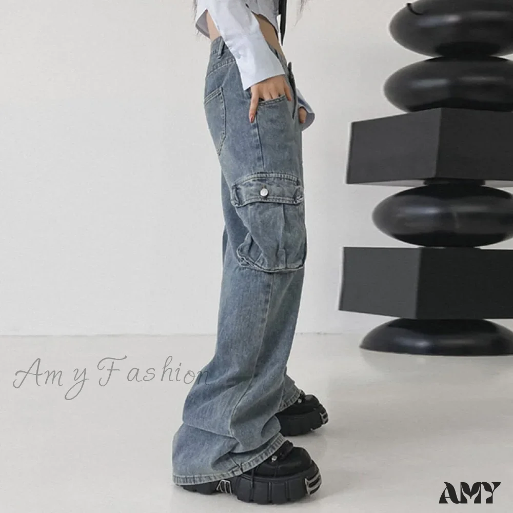 Amy Fashion - Wide Leg High Waist Straight Trousers Overalls - Image 5