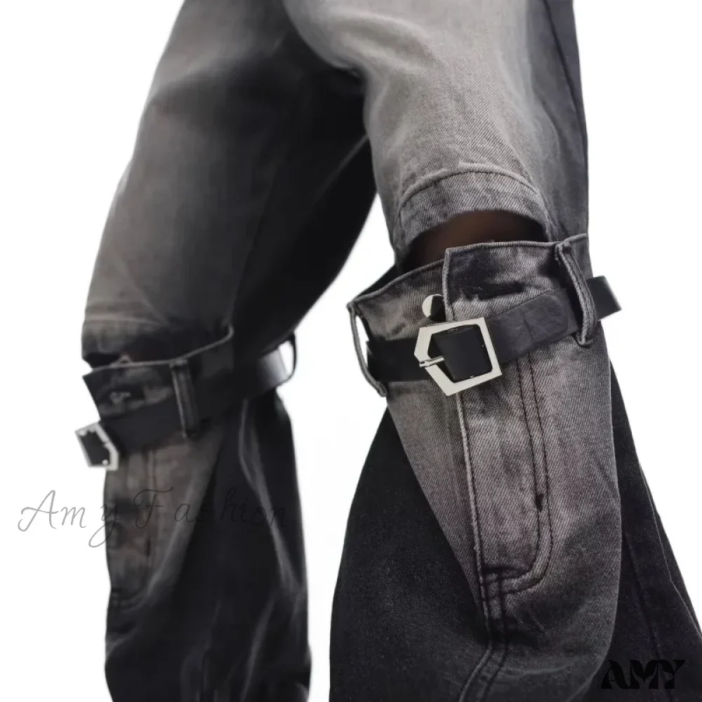 Amy Fashion - Wide Leg Washed For Men And Women Straight Tube Loose Fitting Retro High Street Niche Design Jean - Image 4
