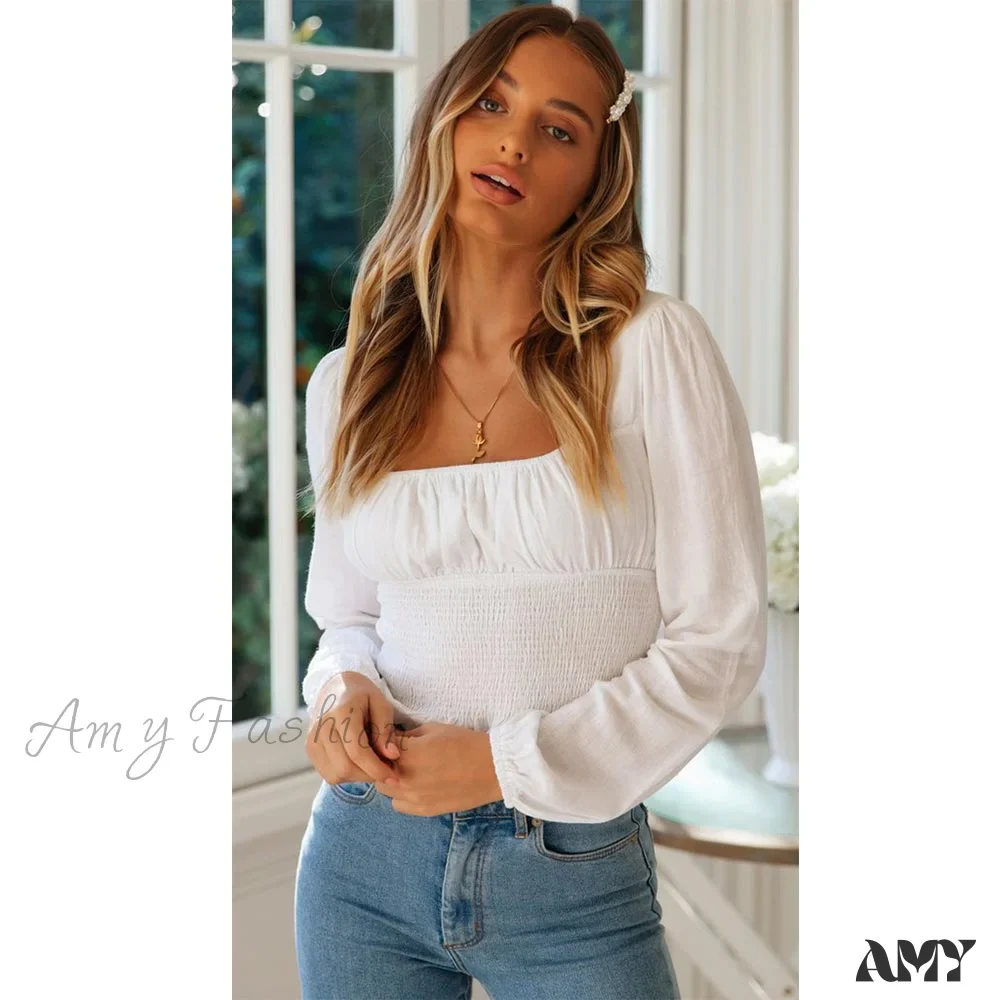 Amy Fashion - Sleeve Ruffle Pleated Top Blouse - Image 4