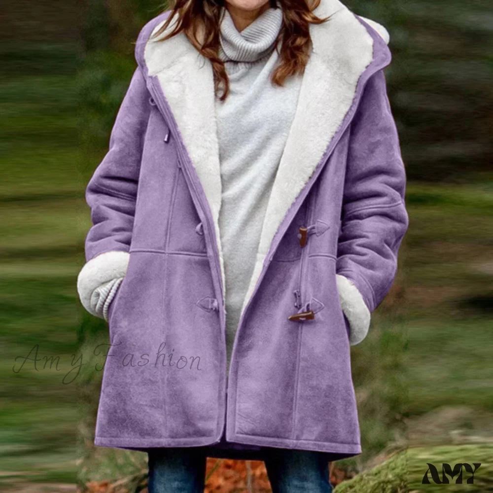 Amy Fashion - Thicken Fleece Lined Hooded Coat - Image 11