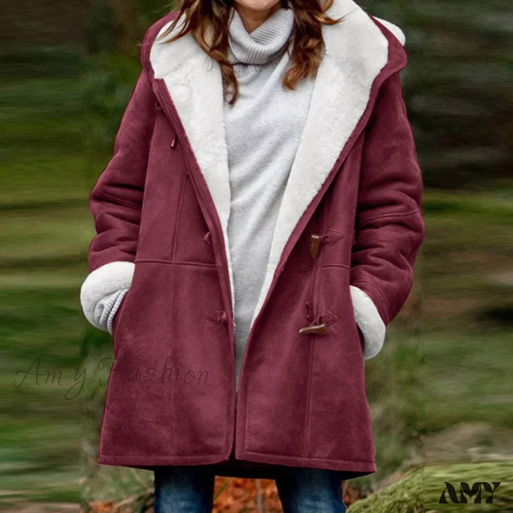 Amy Fashion - Thicken Fleece Lined Hooded Coat - Image 12