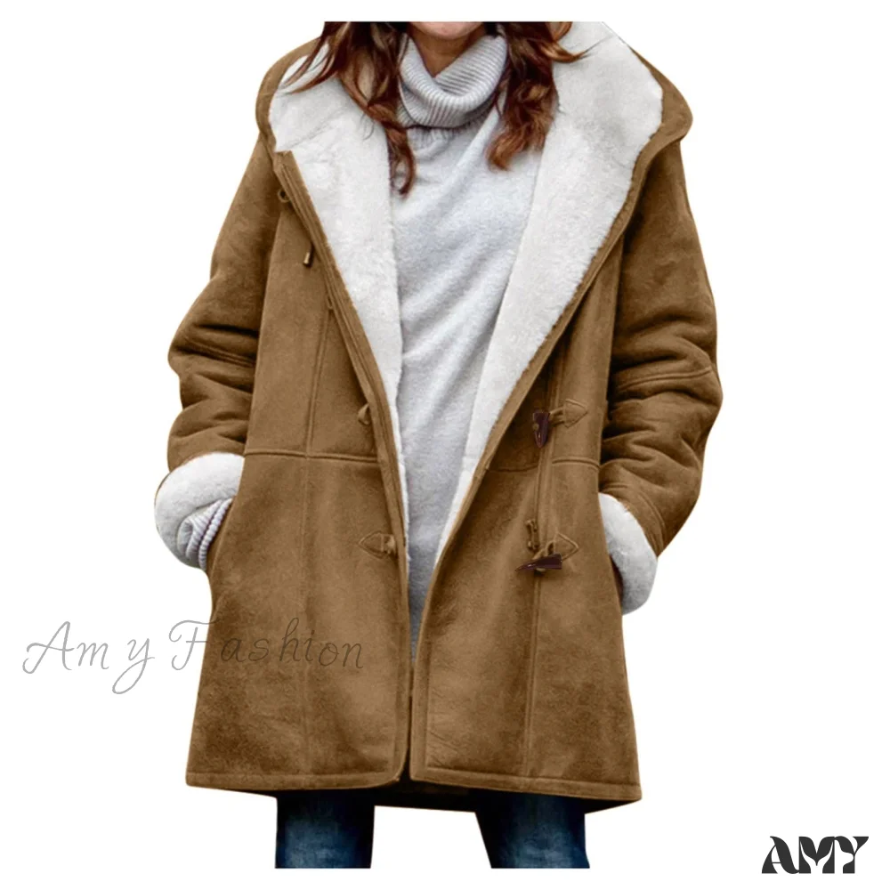 Amy Fashion - Thicken Fleece Lined Hooded Coat - Image 4