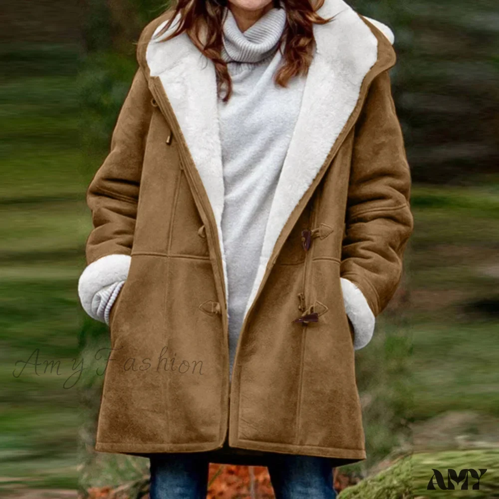 Amy Fashion - Thicken Fleece Lined Hooded Coat - Image 7
