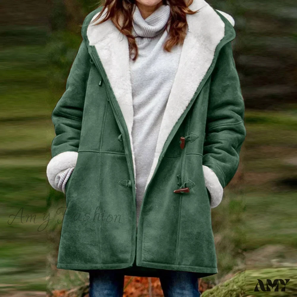 Amy Fashion - Thicken Fleece Lined Hooded Coat - Image 8