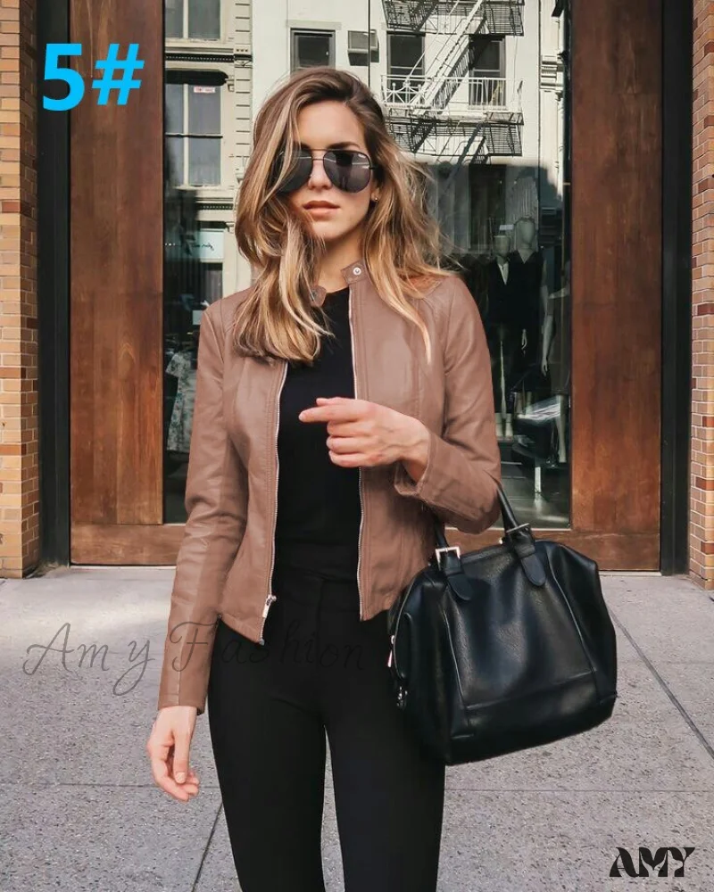 Amy Fashion - PU Leather Thick Warm Jacket - Image 11