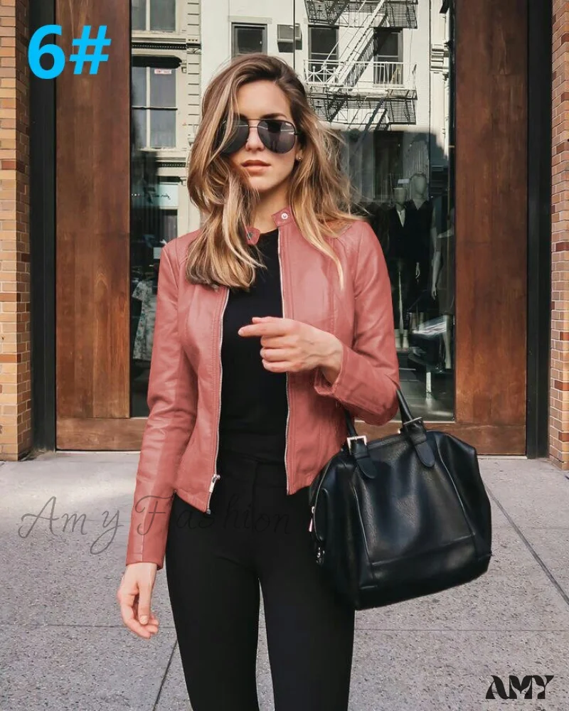 Amy Fashion - PU Leather Thick Warm Jacket - Image 12