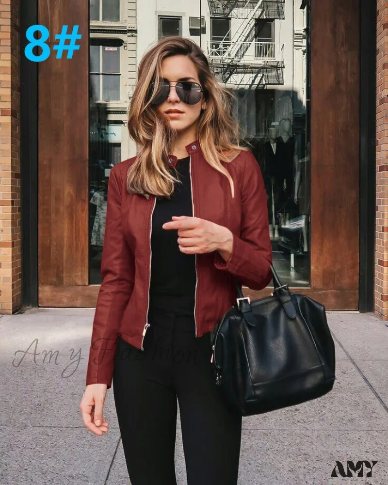 Amy Fashion - PU Leather Thick Warm Jacket - Image 14