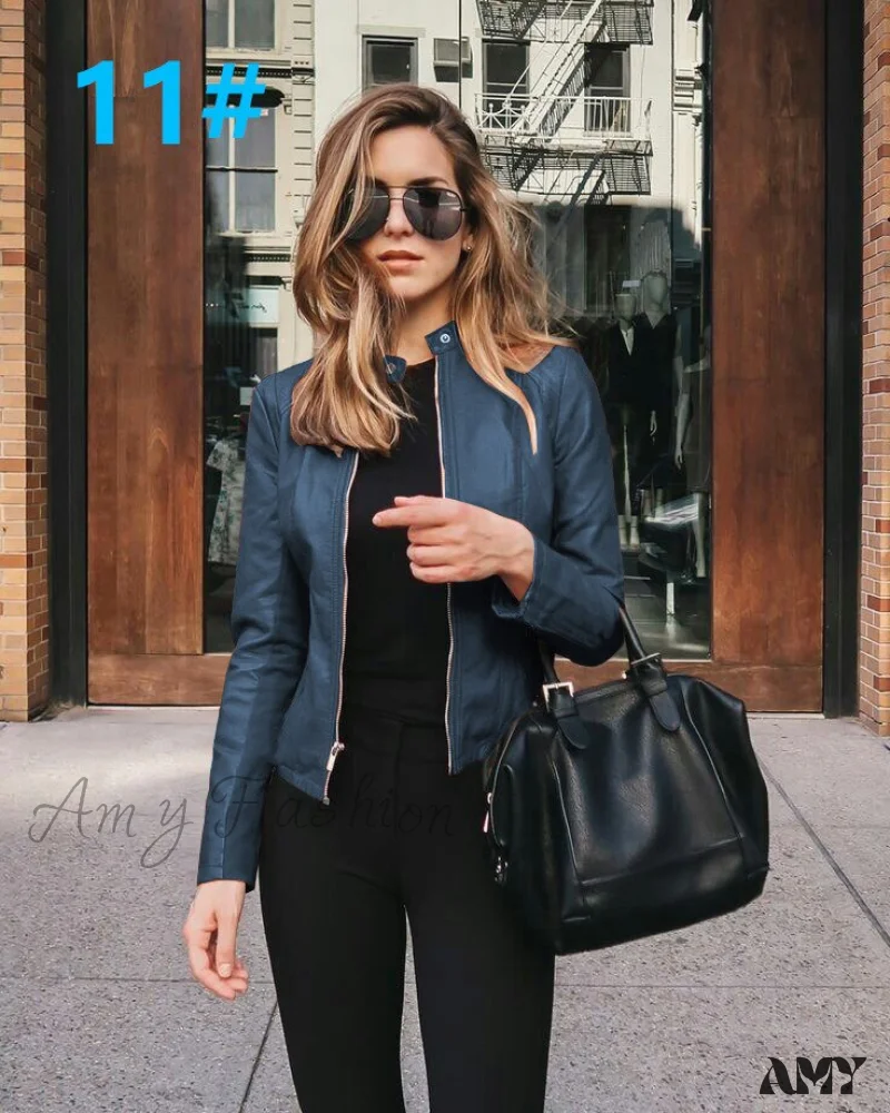 Amy Fashion - PU Leather Thick Warm Jacket - Image 17