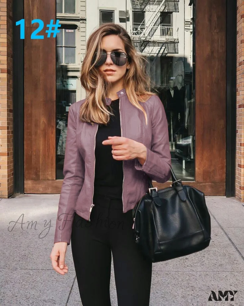 Amy Fashion - PU Leather Thick Warm Jacket - Image 18