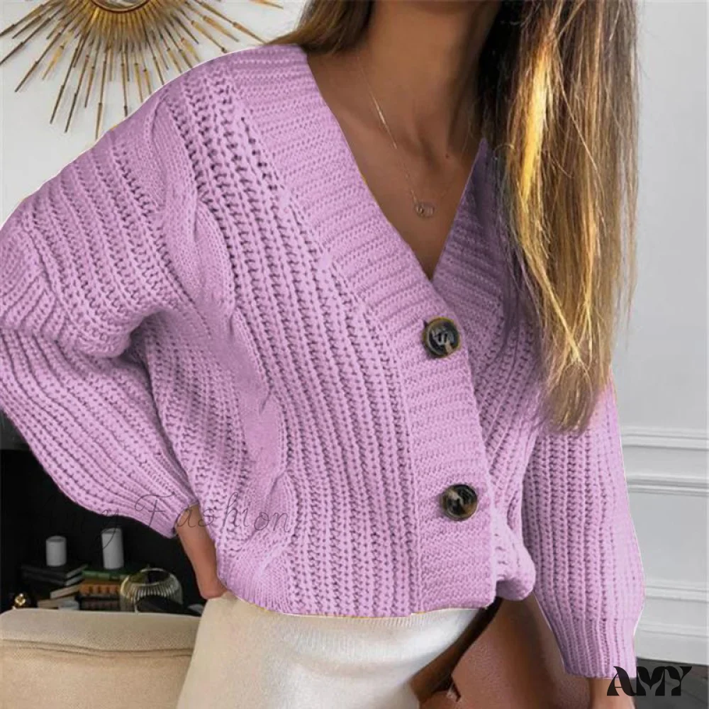 Amy Fashion - Winter Long Sleeve V Neck Jumper Cardigae - Image 6