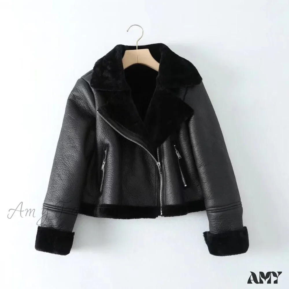 Amy Fashion - New Faux Leather Double Sided Coat - Image 11