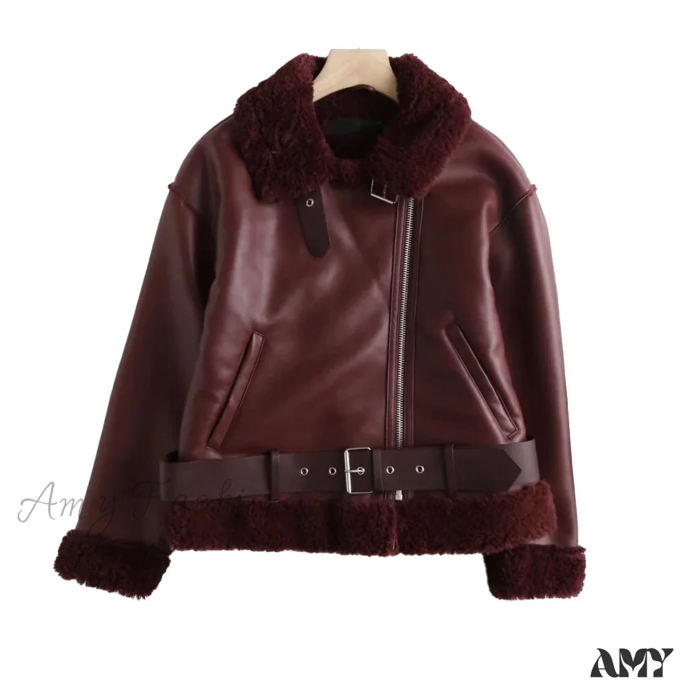 Amy Fashion - New Faux Leather Double Sided Coat - Image 12