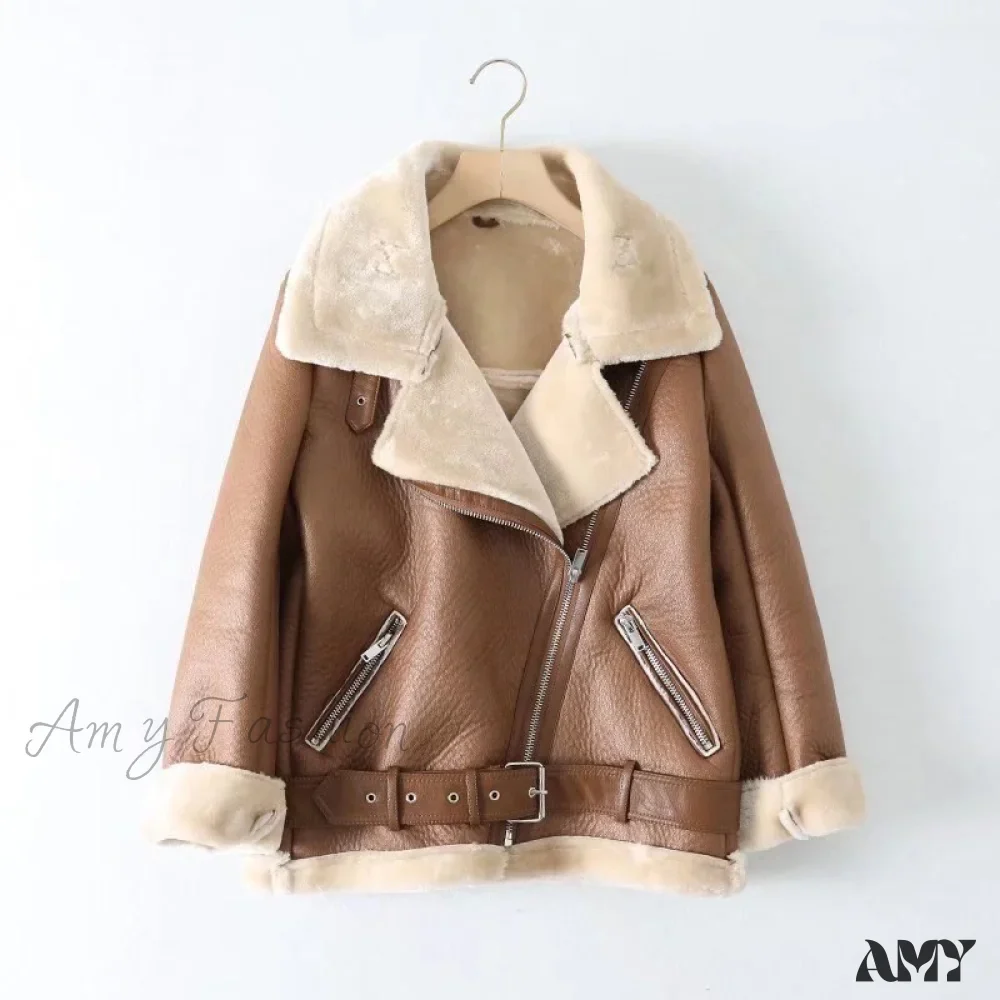 Amy Fashion - New Faux Leather Double Sided Coat - Image 13