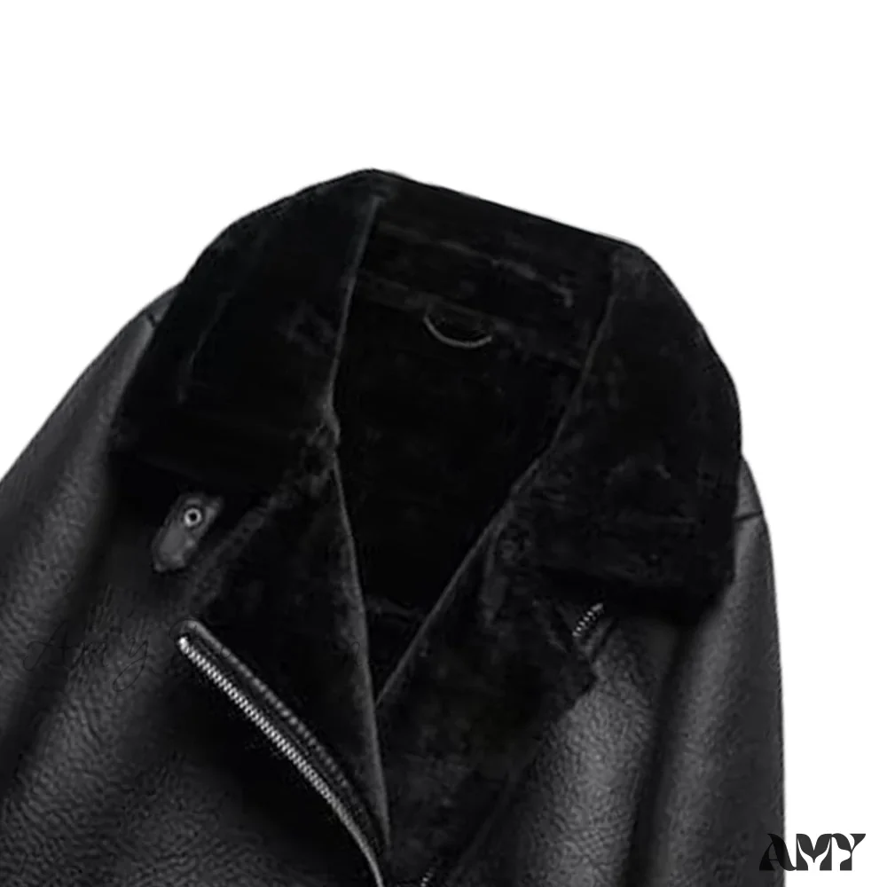 Amy Fashion - New Faux Leather Double Sided Coat - Image 3