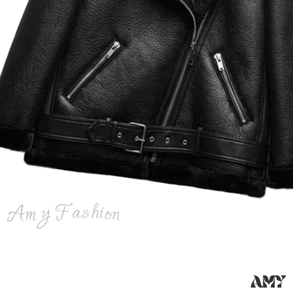 Amy Fashion - New Faux Leather Double Sided Coat - Image 6