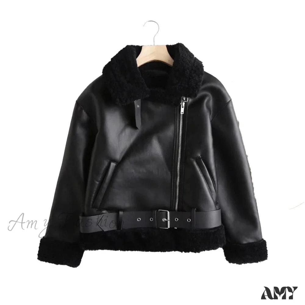 Amy Fashion - New Faux Leather Double Sided Coat - Image 9