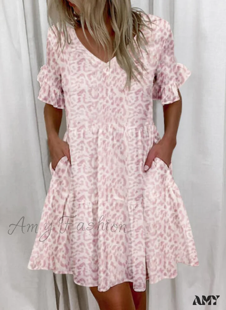 Amy Fashion - Short Sleeve Floral Print Ruffled Pocket Dresses - Image 6