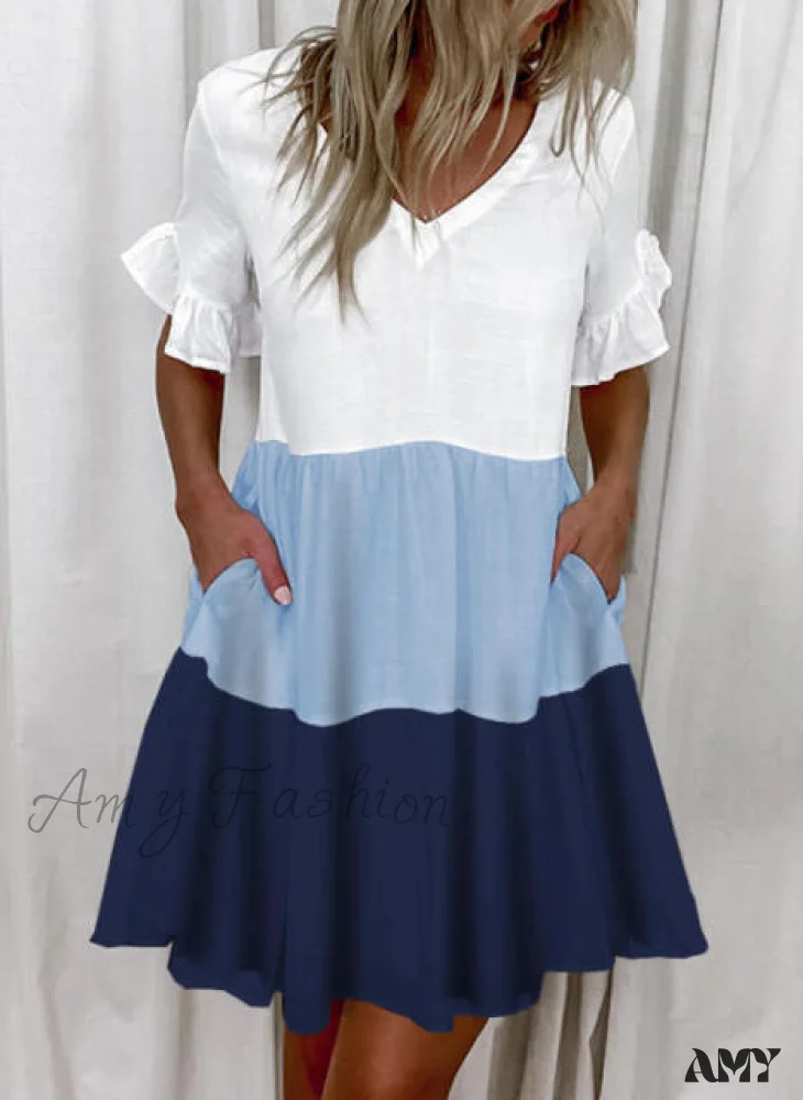 Amy Fashion - Short Sleeve Floral Print Ruffled Pocket Dresses - Image 9