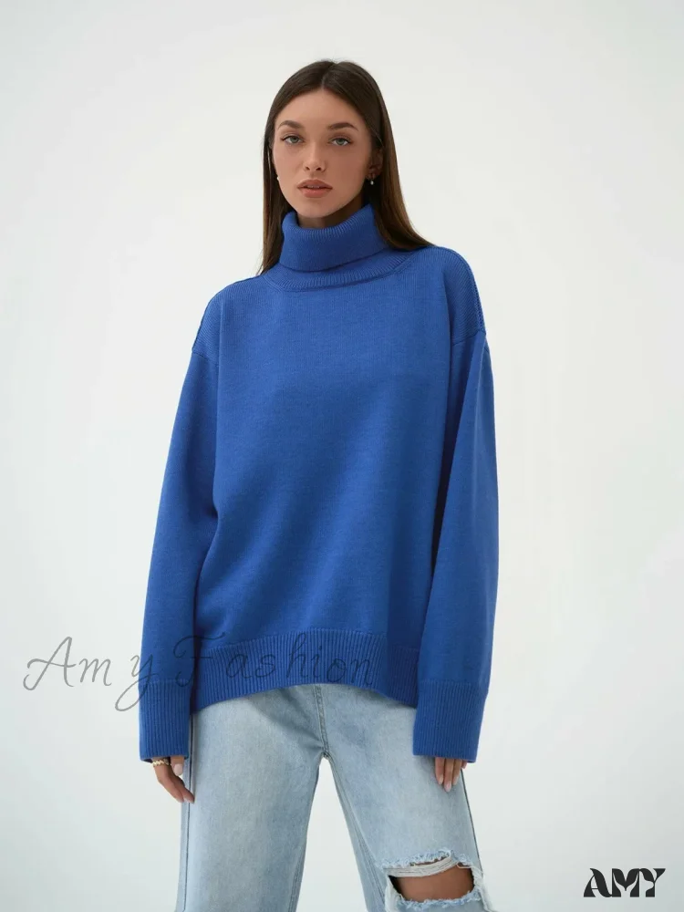 Women Autumn Winter Thick Warm Pullover Top Oversized Casual Loose Knitted Sweater - Image 3