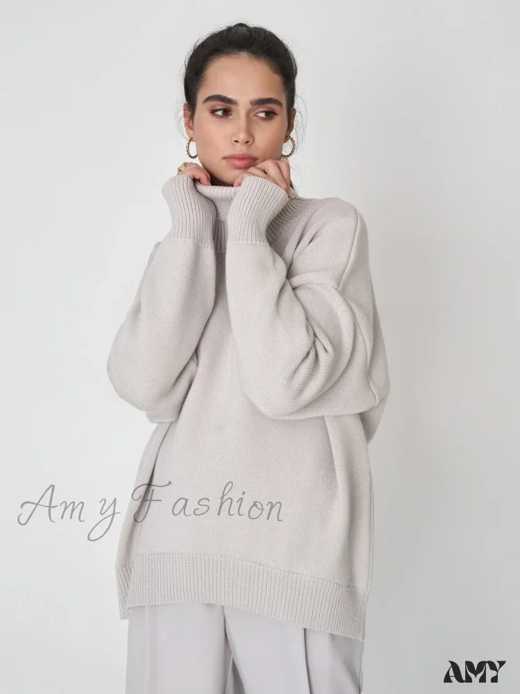 Women Autumn Winter Thick Warm Pullover Top Oversized Casual Loose Knitted Sweater - Image 4