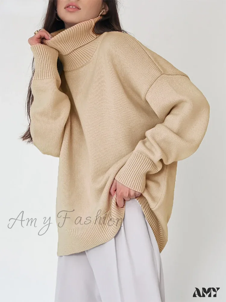 Women Autumn Winter Thick Warm Pullover Top Oversized Casual Loose Knitted Sweater - Image 5